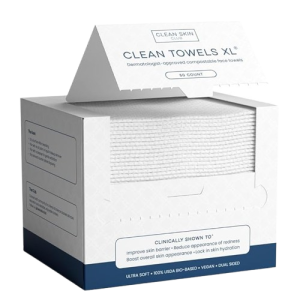 Serviettes nettoyantes Clean Skin Club XL®, 100 % biosourcées (USDA), jetables, approuvées par l'Eczema Association, lingettes sèches démaquillantes, ultra douces