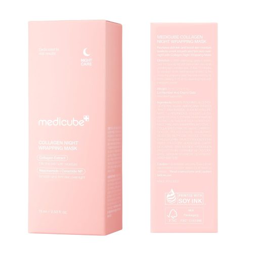 Masque facial peel-off enveloppant nuit au collagène Medicube - Soin élasticité et hydratation, réduit le relâchement et le teint terne - Collagène hydrolysé pour une peau éclatante - Soins coréens, 75 ml