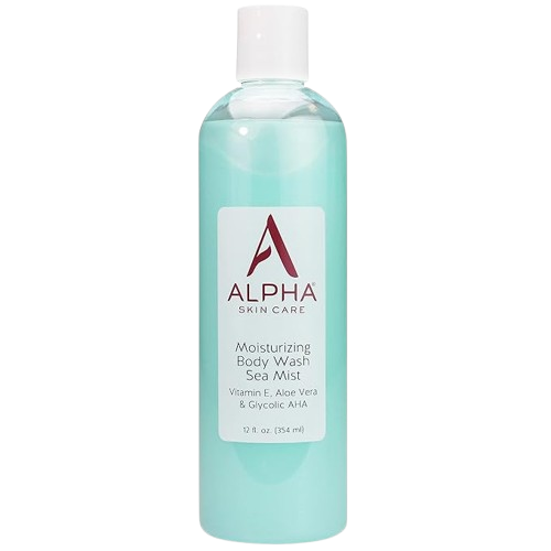 Gel douche hydratant Alpha Skin Care, formule douce anti-âge sans savon, AHA glycolique, vitamine E et aloe vera, revitalise et apaise, tous types de peau, acide hydroxy, 340 ml
