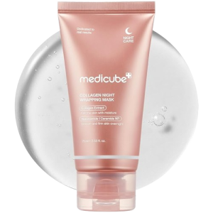 Masque facial peel-off enveloppant nuit au collagène Medicube - Soin élasticité et hydratation, réduit le relâchement et le teint terne - Collagène hydrolysé pour une peau éclatante - Soins coréens, 75 ml