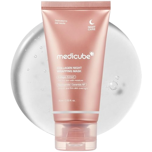 Masque facial peel-off enveloppant nuit au collagène Medicube - Soin élasticité et hydratation, réduit le relâchement et le teint terne - Collagène hydrolysé pour une peau éclatante - Soins coréens, 75 ml
