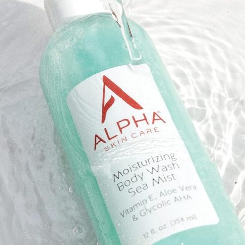 Gel douche hydratant Alpha Skin Care, formule douce anti-âge sans savon, AHA glycolique, vitamine E et aloe vera, revitalise et apaise, tous types de peau, acide hydroxy, 340 ml