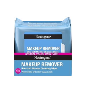 Neutrogena sans alcool pour le visage, éliminent le mascara et l'huile waterproof, tissu compostable 100 % végétal, testé dermatologiquement et ophtalmologiquement, lot de 2 x 25 lingettes