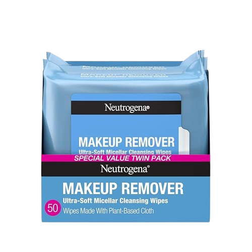 Neutrogena sans alcool pour le visage, éliminent le mascara et l'huile waterproof, tissu compostable 100 % végétal, testé dermatologiquement et ophtalmologiquement, lot de 2 x 25 lingettes