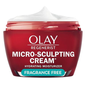 Crème hydratante visage Olay Regenerist Micro-Sculpting pour femmes, sans parfum – Soin hydratant, anti-âge, anti-rides et raffermissant – Acide hyaluronique, niacinamide, peptides aminés, 50 ml