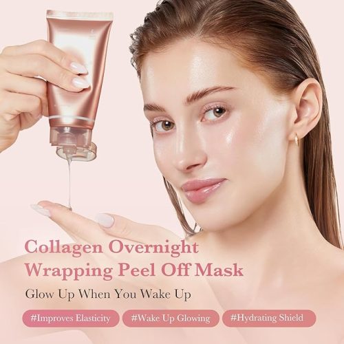 Masque facial peel-off enveloppant nuit au collagène Medicube - Soin élasticité et hydratation, réduit le relâchement et le teint terne - Collagène hydrolysé pour une peau éclatante - Soins coréens, 75 ml